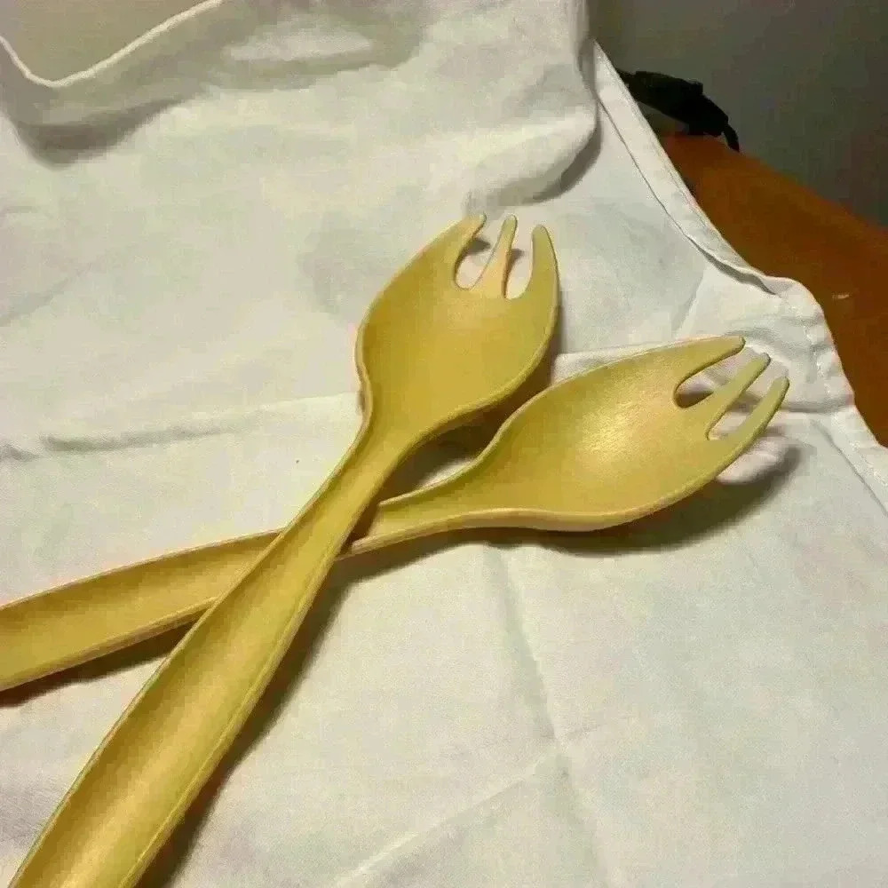 Vintage Tupperware Harvest Gold Yellow  Large Salad Forks